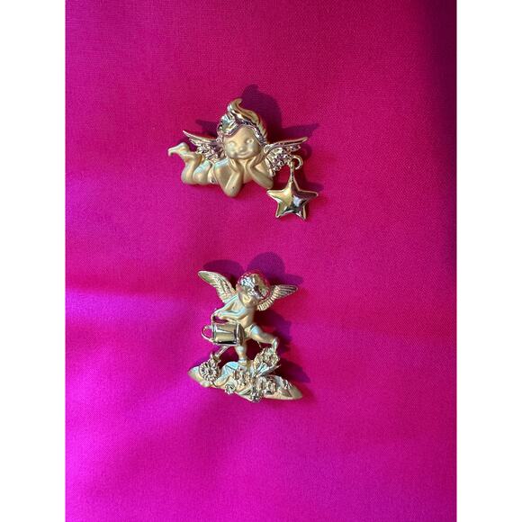 Pair of American Jewelry Company Angel Brooch-Pins - Picture 1 of 4